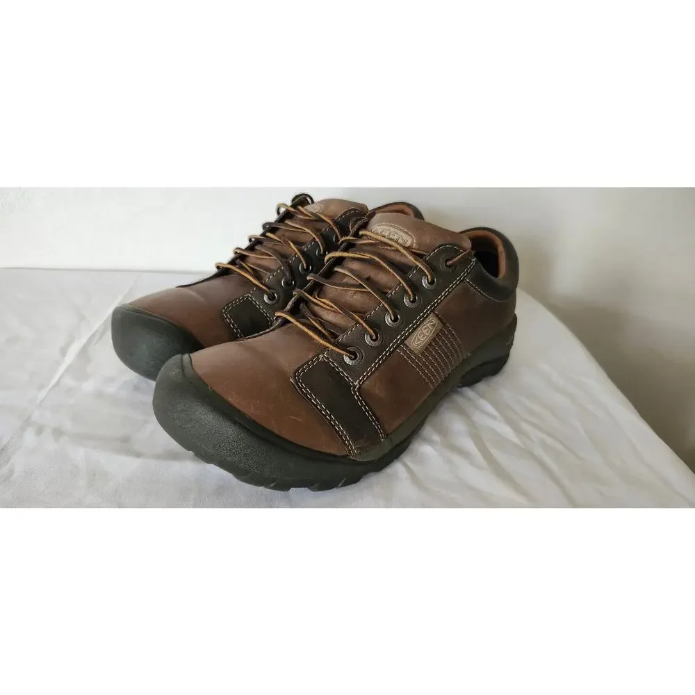 KEEN Austin Men's Leather Shoes Size 12 Chocolate Brown Casual Lace Up